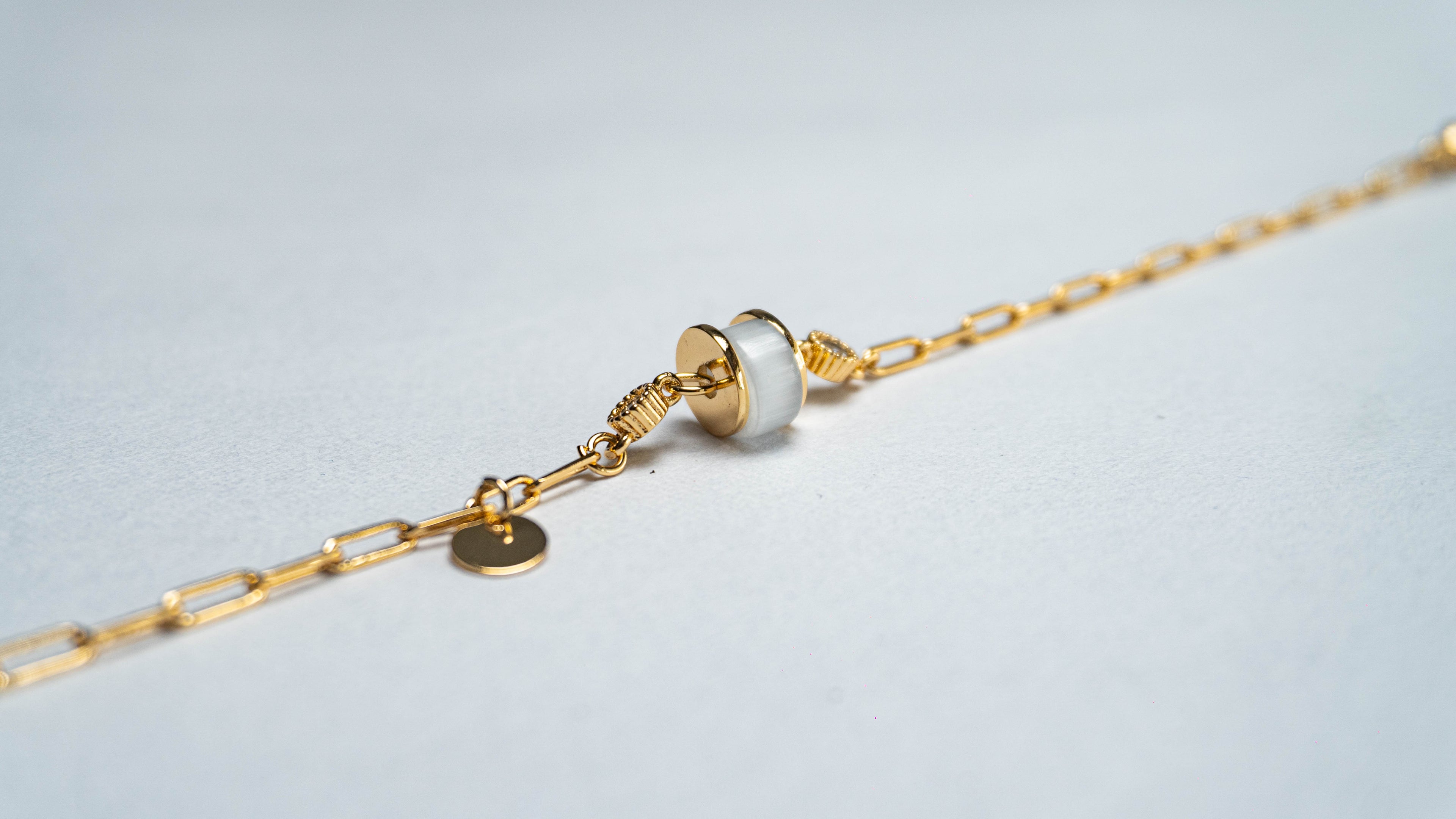 Golden White Accent Chain Bracelet