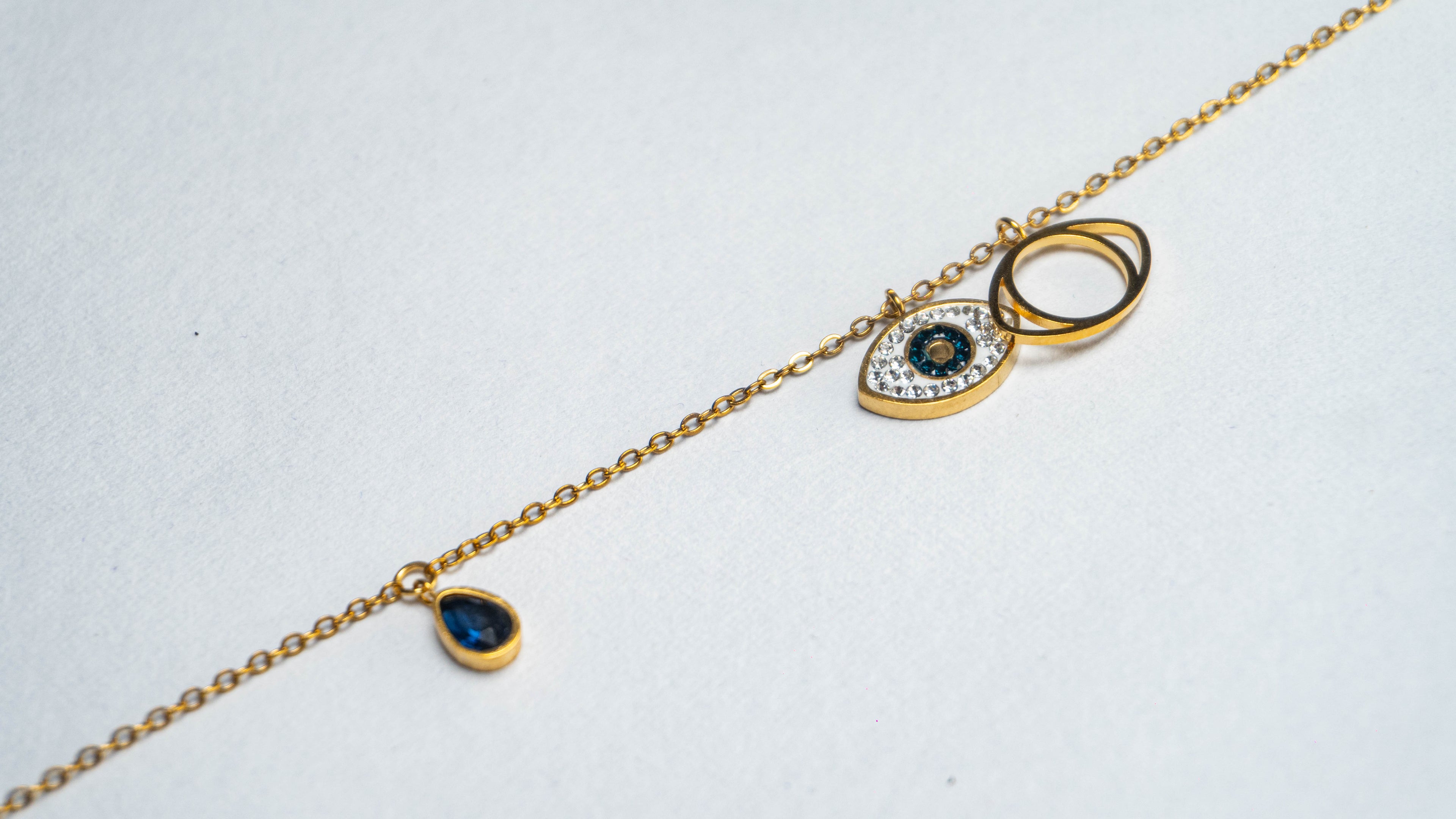Golden Blue Evil Eye Charm Bracelet