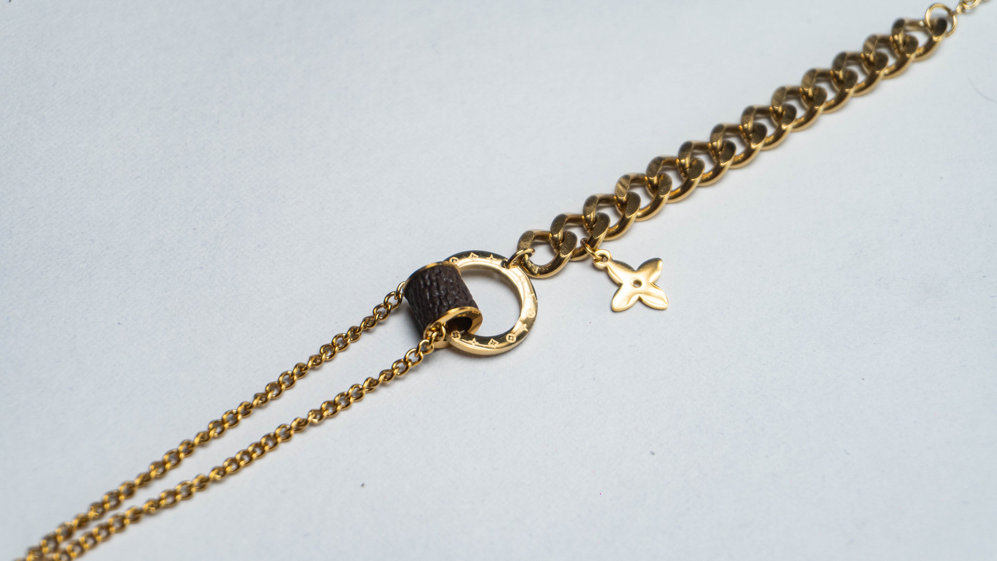 Golden Double-Layer Charm Chain Bracelet