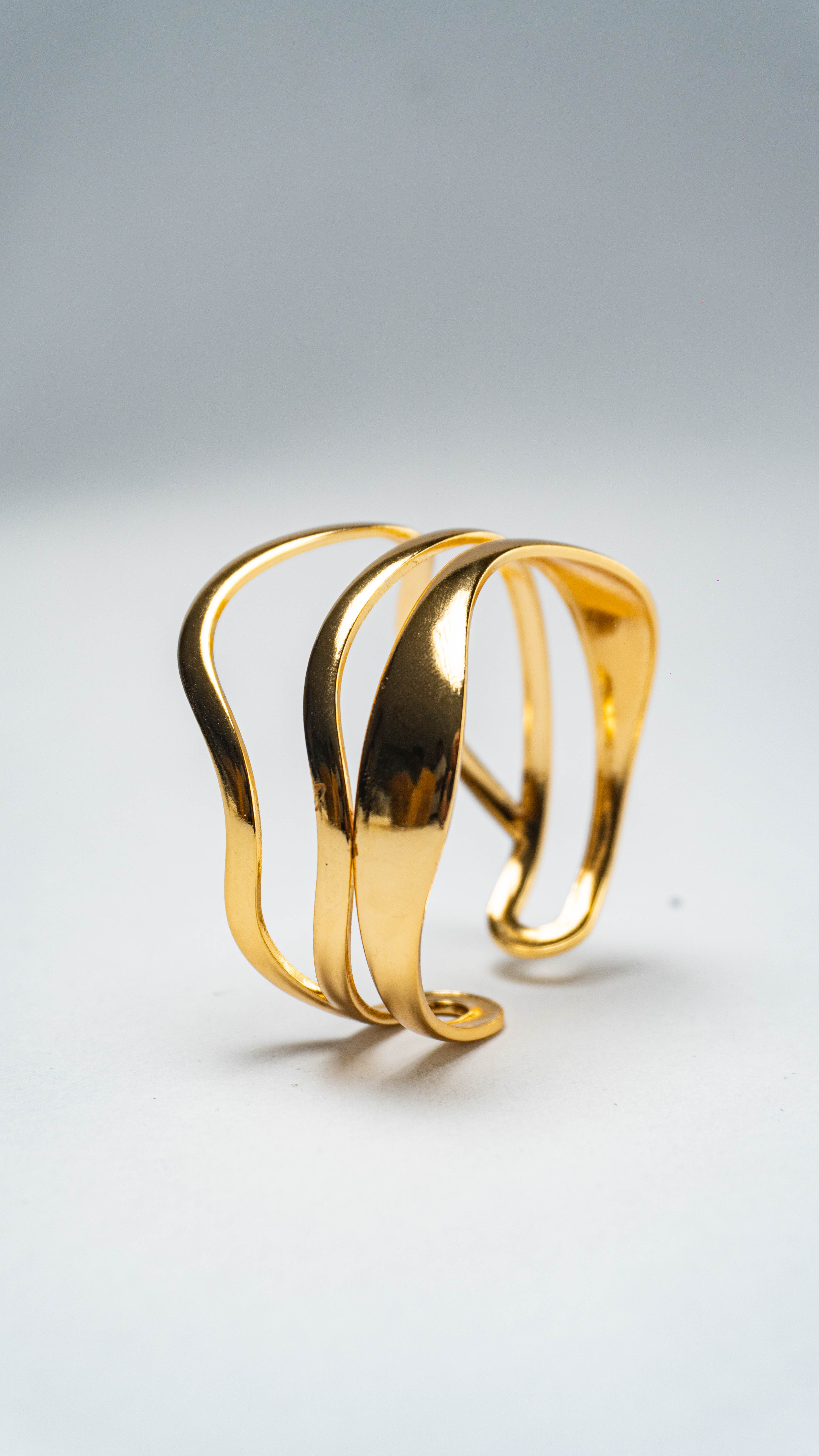 Golden Sculpted Open Cuff Bracelet