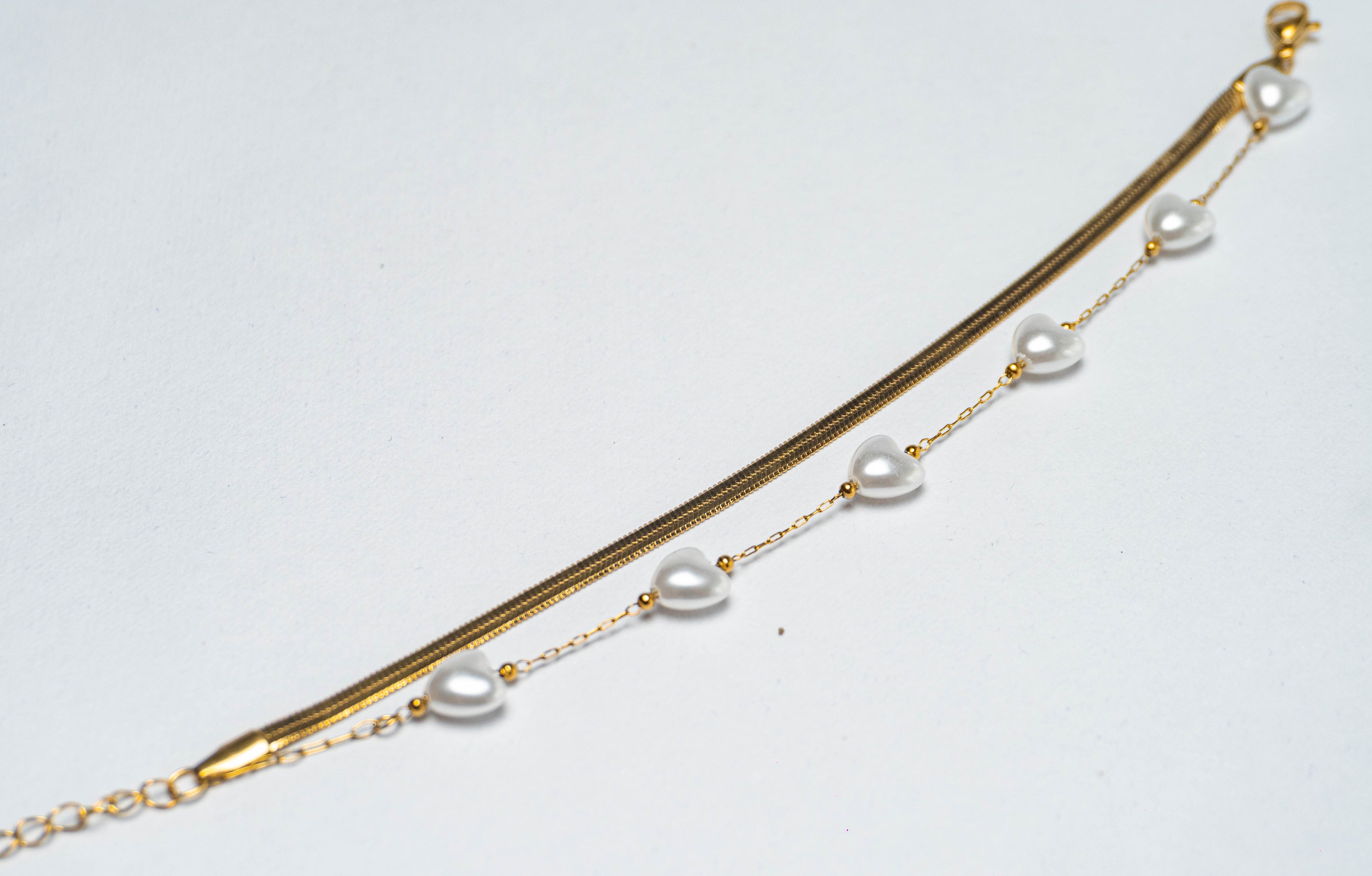 Pearl Heart Double Layer Bracelet
