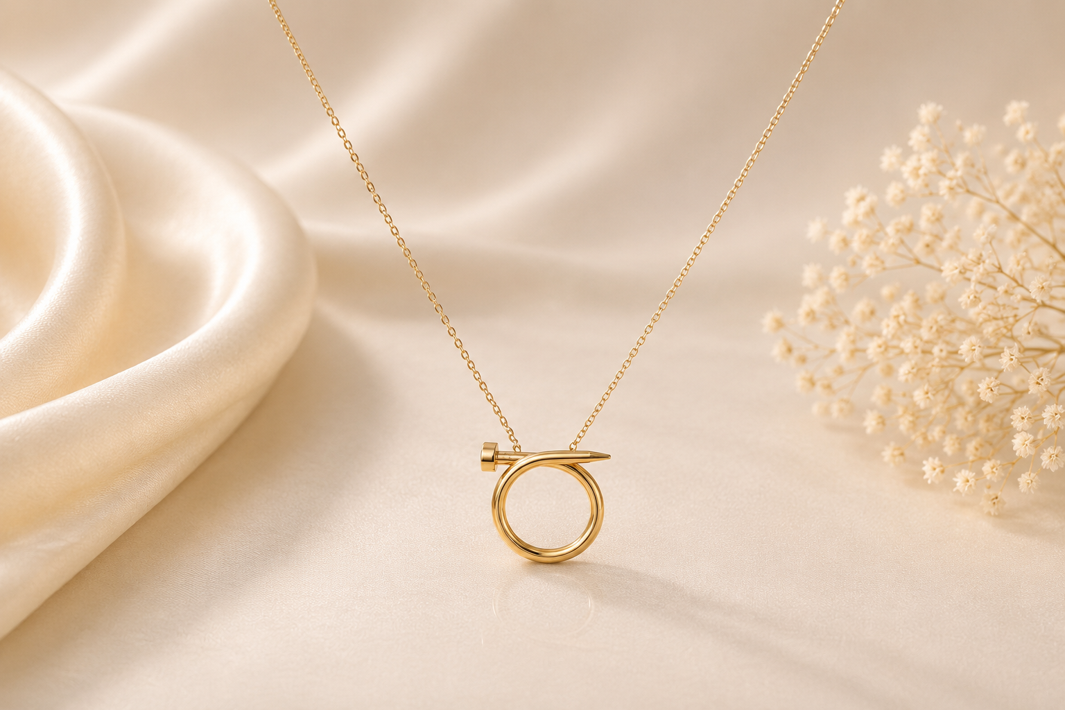 Minimal Circle Bar Pendant Necklace